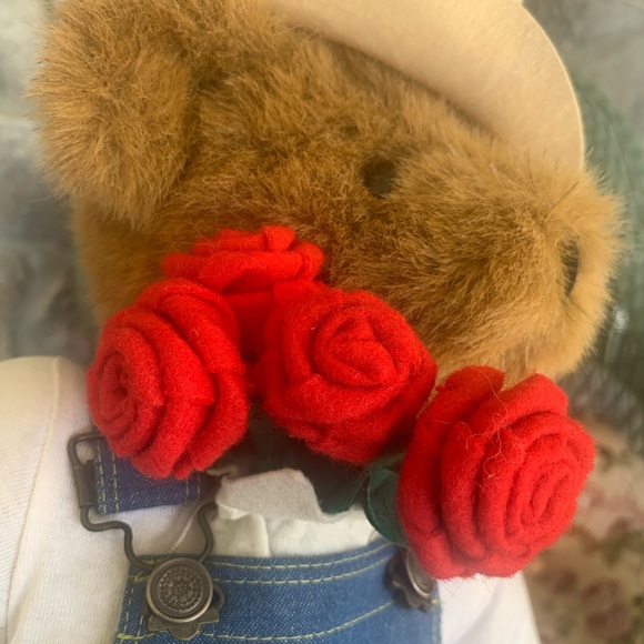 2005 Vermont 16” Teddy bear With Bouquet Of Red Roses - Picture 11 of 12